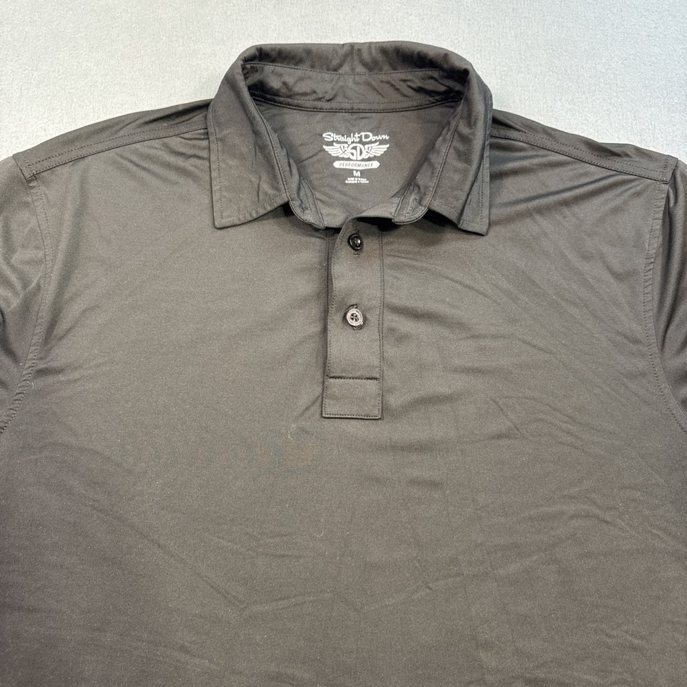 Straight DownSHIRT Performance Golf Polo  Mens MEDIUM BLACK  Casual EUC